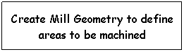 Text Box: Create Mill Geometry to define areas to be machined

