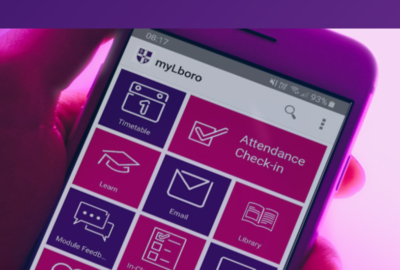 Mobile device showing myLboro homescreen